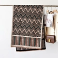 Thick knit scarf with wave herringbone pattern and tassel trim in vintage green and black - Zigzag Beige Black