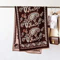 Elegant paisley cashmere scarf wrap in dark brown with colorful jacquard floral patterns - Paisley Coffee