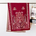 Red paisley cashmere-style shawl with intricate floral patterns and fringe edges - Ethnic Red