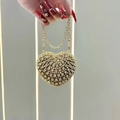 Luxury heart-shaped mini bag with gold rhinestones and elegant gold chain strap - Gold Double Chain Style (XS306-2#金-大小链)