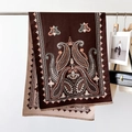 Thick heart-pattern scarf in dark coffee brown with paisley cashmere texture - Ethnic Style Coffee
