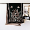 Double-sided paisley heart scarf in black and beige with warm fringe hem detail - Ethnic Black