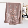 Thick paisley jacquard shawl scarf with tassel trim in soft lavender and grey tones - Ethnic Dusky Pink