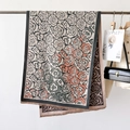 Thick cashmere-like scarf with hand-drawn rose pattern and fine fringed edges - Jacquard Rose Gray Edge