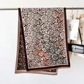 Thick beige and brown scarf featuring vintage rose patterns and delicate fringe trim - Jacquard Rose Coffee Edge