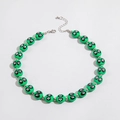 Collar de cuentas verdes con patrones de ojos de hollín y cadena ajustable de plata - Collar de cuentas de dibujos animados de ojos grandes(28365-green)