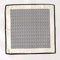 Classic silk-textured scarf featuring black houndstooth pattern and ivory border - 65x65cm / White (Houndstooth Pattern)