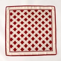 Elegante foulard in seta a scacchi rossi e panna con motivo geometrico e bordo a contrasto - 65*65cm / Rosso (ZW-21)