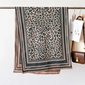 Thick leopard print cashmere shawl with elegant fringe tassels in brown and black tones - Leopard Print Grey