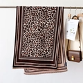 Brown and pink leopard print scarf with tassels, thick knit shawl for autumn winter - Leopard Coffee