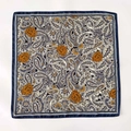 Blue bordered paisley silk scarf with vintage floral patterns for professional women - Blue (ZW-31)