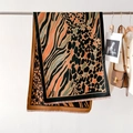 Thick leopard and zebra print cashmere-feel shawl scarf with tassel fringe for winter - Gsj-699-coffee / 66*186cm