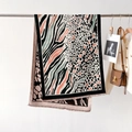 Detail of leopard and zebra pattern thick cashmere-like scarf with fringe edges - Gsj-699-beige / 66*186cm