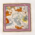 Square pure silk neck scarf with astronomical constellation hand-drawn pattern print - 65*65cm / Pink (Zodiac Leo Pattern)