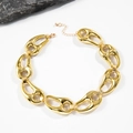 Gargantilla de cadena CCB dorada con eslabones de gota huecos y acabado pulido fino - Estilo de cadena hueca dorada (28234-gold)