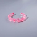 Pink and clear resin acrylic open bangle with modern artistic water ripple texture - Pink Transparent Wave Pattern (29000-8)