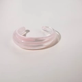 Chic pink marble texture acrylic open bangle with geometric irregular fold design - Transparent Pink Quicksand Pattern (29000-9)