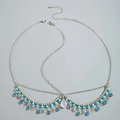 Chaîne de tête argentée avec cristal rose, perles mauvais œil et papillons - Style Papillon Mauvais Oeil Bleu Gemme Rose (29389-blue)