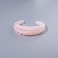 Minimalist light pink transparent acrylic cuff bracelet with irregular twisted texture - Pale Pink Twisted Rope Pattern (29000-12)
