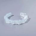 Ice blue transparent acrylic bangle with wavy texture and open C-shape design - Ice Blue Wave Pattern (29000-14)