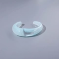 Chic light blue transparent acrylic open bangle with irregular marble texture - Blue Marble Pattern (29000-15)