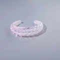 Translucent pink acrylic open cuff bracelet with irregular twisted texture and resin finish - Pink Transparent Twisted Pattern (29000-18)