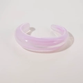 Minimalist transparent lavender acrylic cuff bracelet with irregular wrinkled texture - Purple Translucent Thick Style (29000-20)
