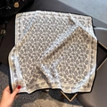 Silk square scarf with black and white paisley pattern and elegant border - Off-white Paisley Style (ZS-576-White)