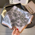 Classic paisley mulberry silk square scarf in lavender with elegant vintage patterns - 65*65cm / Purple Paisley (ZC-316)