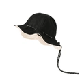 Two-tone black and beige canvas bucket hat with adjustable stripe drawstring for camping - Reversible (Black + Light Khaki)