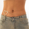 Cadena de cuerpo dorada de triple capa con colgante de corazón hueco para mujer - Estilo Dorado (29760-G)