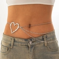Cadena de cuerpo multicapa plateada a la moda con colgante de corazón y strass brillante - Estilo Plateado (29760-S)