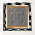 Classic 100% mulberry silk square scarf with houndstooth and polka dot pattern - 65*65cm / Black Patchwork (ZW-3)