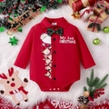Pagliaccetto natalizio per neonato con stampa festiva e decorazioni natalizie piane - 80cm / Rosso