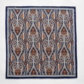 Elegant mulberry silk wool paisley square scarf in navy and orange double-sided design - 62x62cm / Navy Blue (ZY-39)