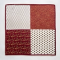 Elegante foulard quadrato in seta e lana con motivo patchwork paisley e pois multicolore - 62x62cm / Rosso