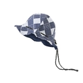 Blue and white seigaiha wave print sun hat with adjustable drawstring chin strap - Yf-2 - Reversible (twill + Blue) / One Size