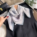Chinese style silk feeling scarf with ink bamboo pattern on an elegant wooden hanger - Chinese Ink Pattern (XS-21) / Beige