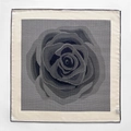 Silk wool camellia print square scarf with houndstooth pattern in black and white - Camellia Houndstooth (ZY-35) / 62x62cm / Black