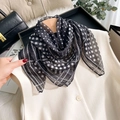 Classic black and white polka dot silk scarf draped on a wooden hanger with a top - Classic Polka Dot Style (XS-20) / L / Black