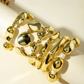 Detailed set of gold geometric bracelets with organic pebbles and pearls on display - Irregular Geometric Mirror Polished Set (31172-bra-G-EP)