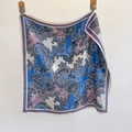 Elegant 70cm paisley silk satin square scarf with violet borders for versatile styling - 70*70cm / Blue (SW-5)