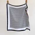 Classic houndstooth patterned 70cm silk square scarf with elegant black border design - Black Houndstooth (SW-26-Black)