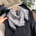 Elegant 100% silk neck scarf with black and white paisley pattern and contrast border - White