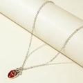Gothic zilveren ketting met een gedetailleerde rode anatomische hart hanger - Anatomisch Hart Hanger Stijl (30704-nek-S-3)