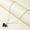 Gothic retro zilveren ketting met donkerrode hart hanger en kruis detail voor dames - Doornen Kruis Hart Stijl (30704-nek-S-4)
