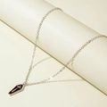 Gothic silver coffin pendant necklace with red interior and cross charm detail - Coffin Cross Sword Style (30704-nek-S-5)