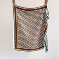 Elegant retro pattern square silk scarf with three-color geometric border for women - 70*70cm / Orange
