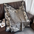 Fashionable floral print large square silk scarf with black and white elegant pattern - 90*90cm / DM-57 Black Border
