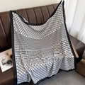 Classic black and white houndstooth 90cm square scarf with luxury monogram pattern - Letter Houndstooth White (XW-169-White)